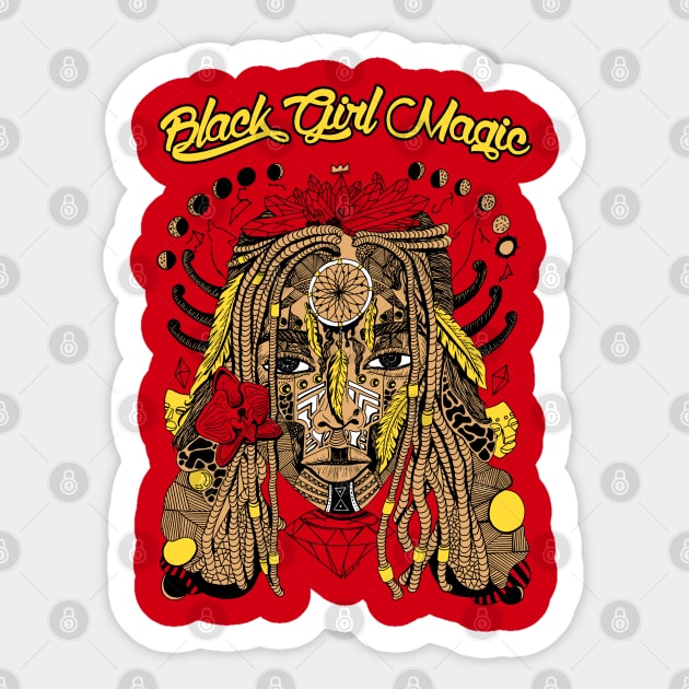 Red and Gold - Goddess of Dreams Black Girl Magic Sticker by kenallouis